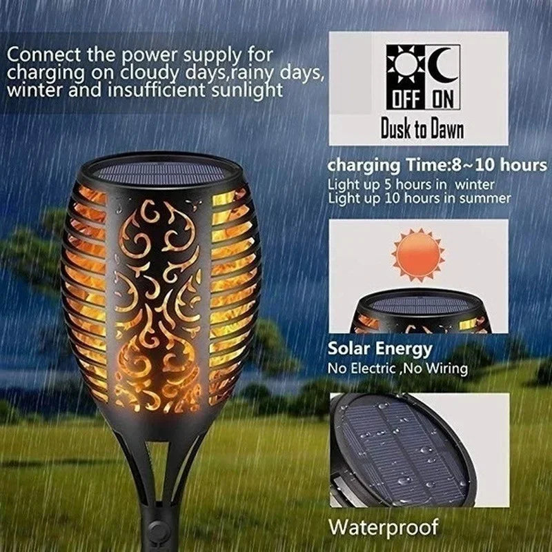 1/2/4/6/8/10Pcs Solar Flame Torch Lights Flickering Light Waterproof Garden Decoration Outdoor Lawn Path Yard Patio Floor – view 2