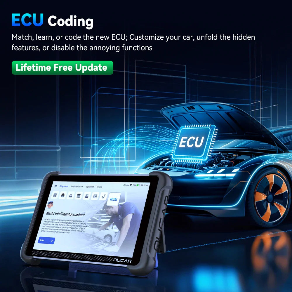 Automotive diagnostic tablet for ECU coding and hidden feature customization in vehicles