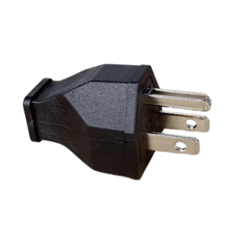 A black 3-pin AC power plug for wire connection.