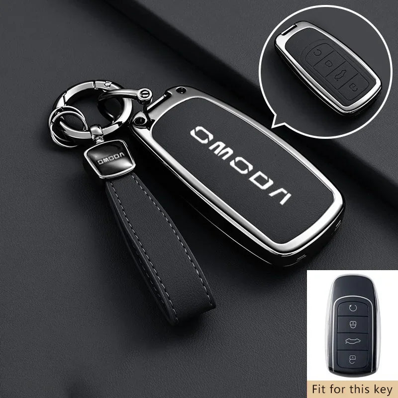 Zinc alloy remote key fob cover for Chery Omoda in black, red, and orange styles – Style 3-Black-1PC