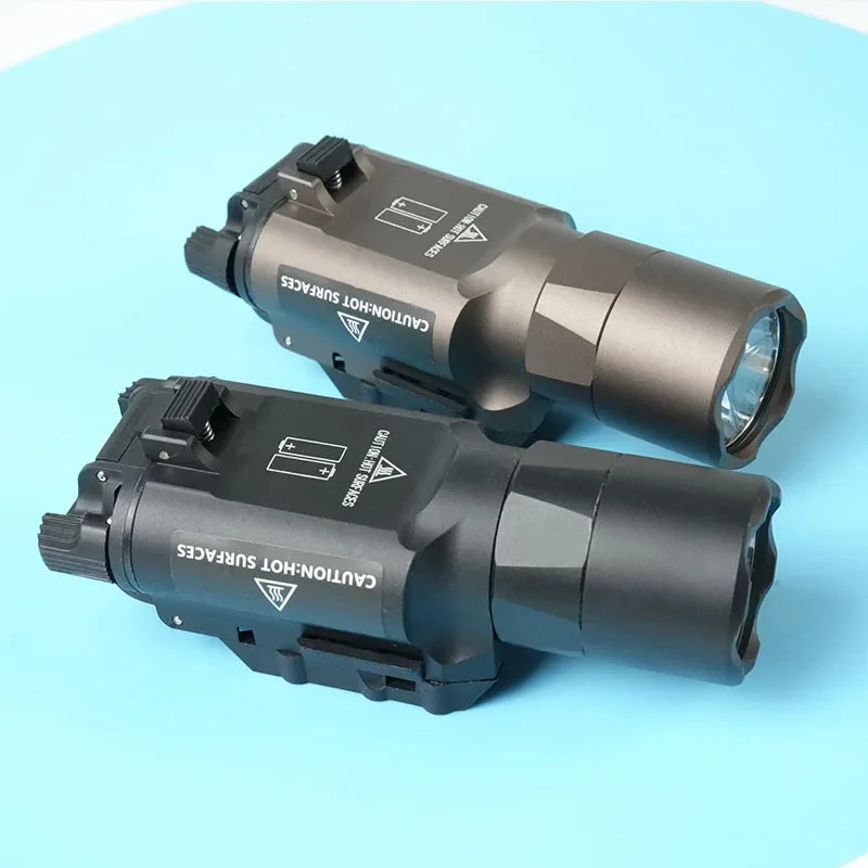 X300U LED tactical flashlight in black or desert earth finish for 20mm rail mounting.