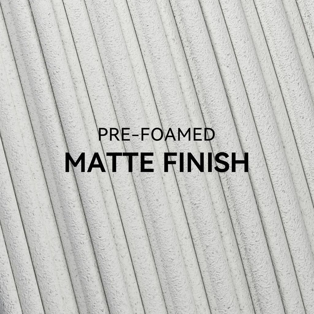 Close-up of white 3D printer filament showing the pre-foamed matte texture.