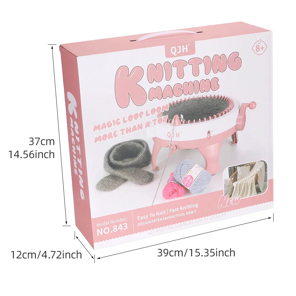 Cardboard packaging box for a 48-needle circular knitting machine with dimensions.