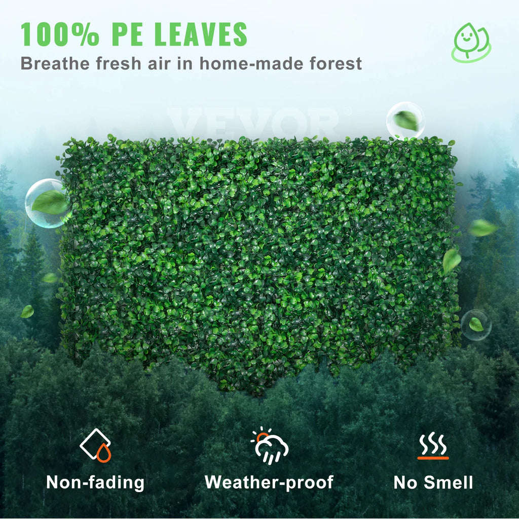 Weather-proof artificial boxwood grass wall panel for indoor and outdoor use