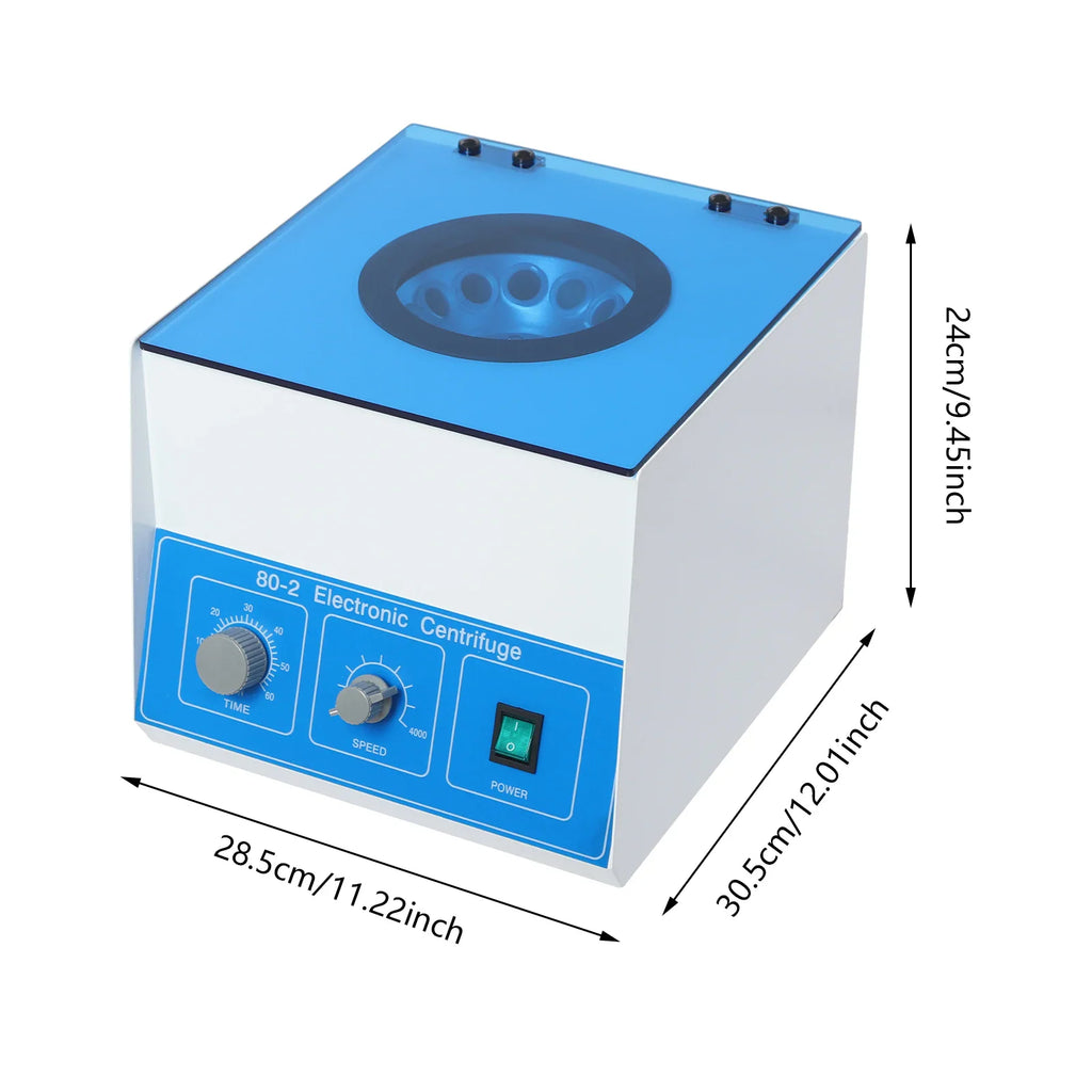 Electronic lab centrifuge with dimension measurements