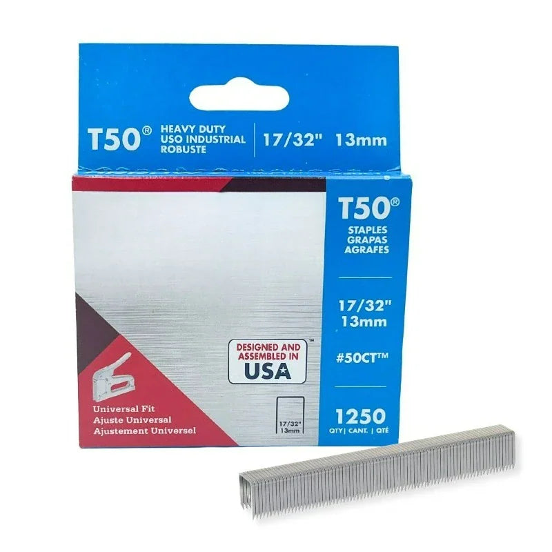 Pack of T50 13mm heavy duty industrial staples