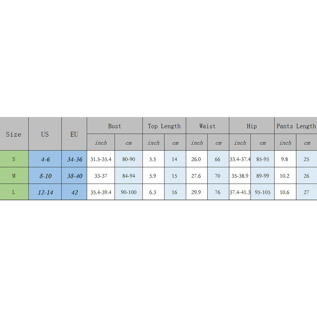 Size chart for women's swimwear with measurements in inches and centimeters.
