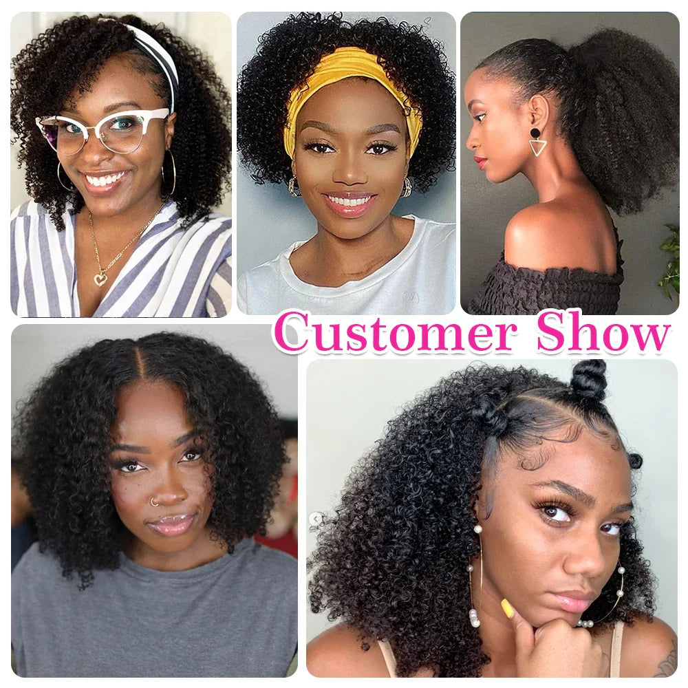 Customer photos showing various ways to style kinky curly wig
