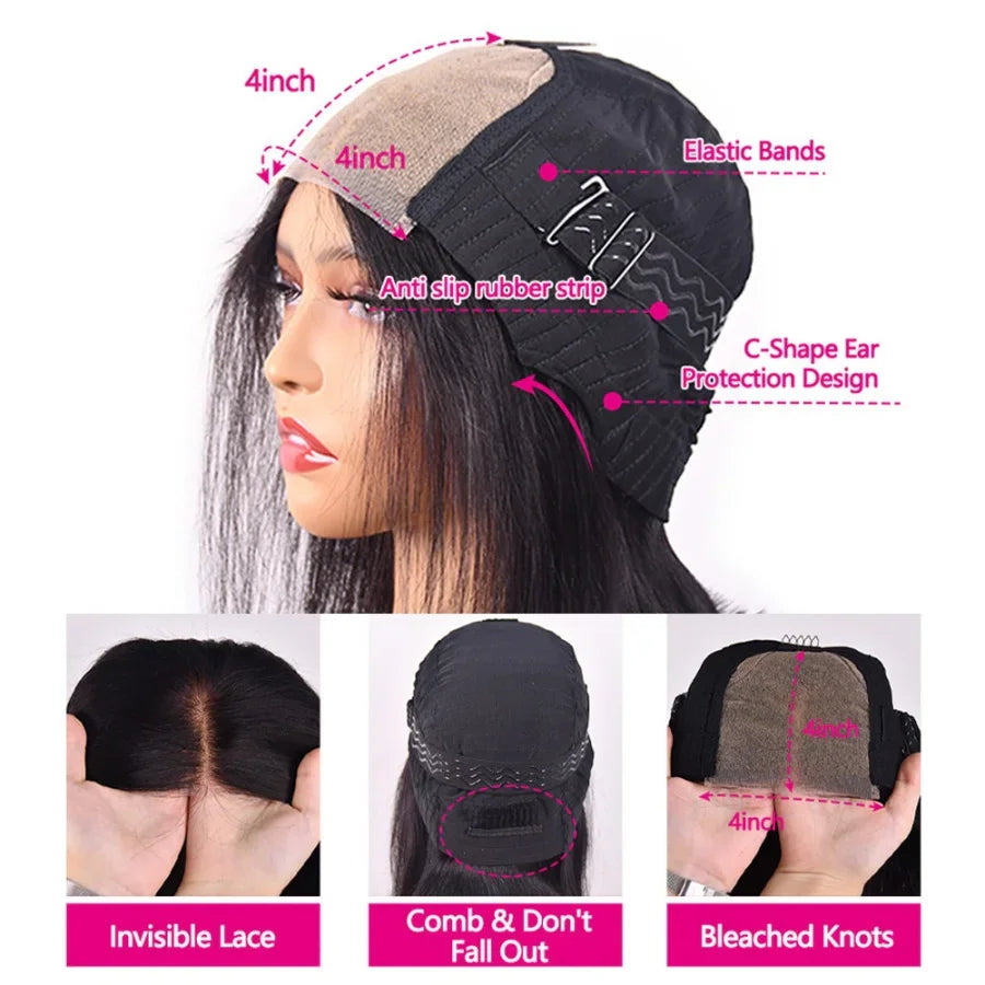 Detailed view of the wig cap construction with elastic bands and comb
