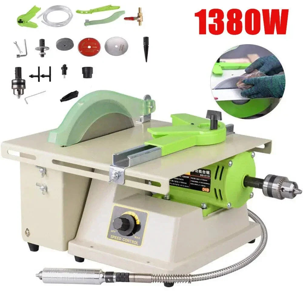 Multifunction jewelry rock polishing bench machine with accessories and cutting disk