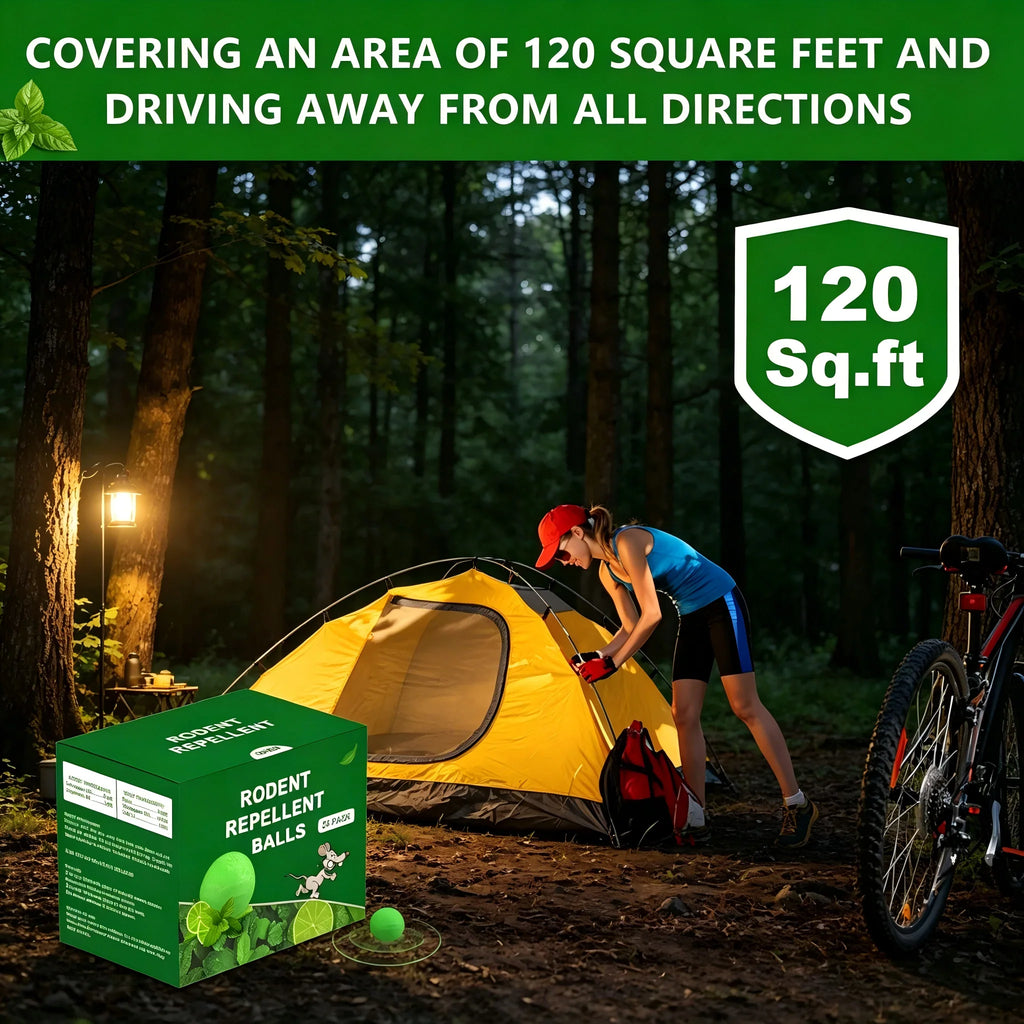 Rodent repellent box in a forest campsite setting at night