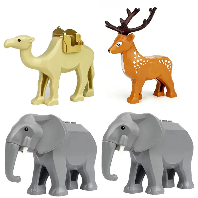 A collection of various MOC zoo and farm animal figures including plastic building blocks. – 4PCS (2)