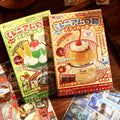 Two vintage-style sticker books with dessert and drink illustrations on the covers