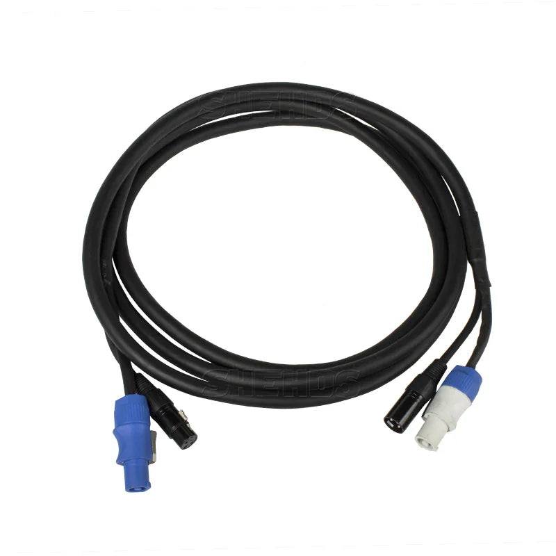 Combination power and signal cable with connectors for stage lighting equipment