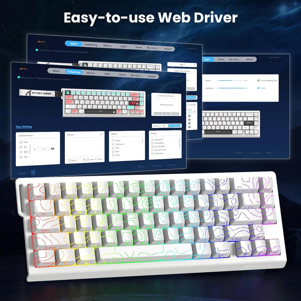 User interface of a keyboard customization web driver showing software settings for the gaming keyboard.