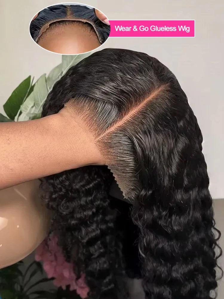 Close up of a deep wave lace front wig hairline