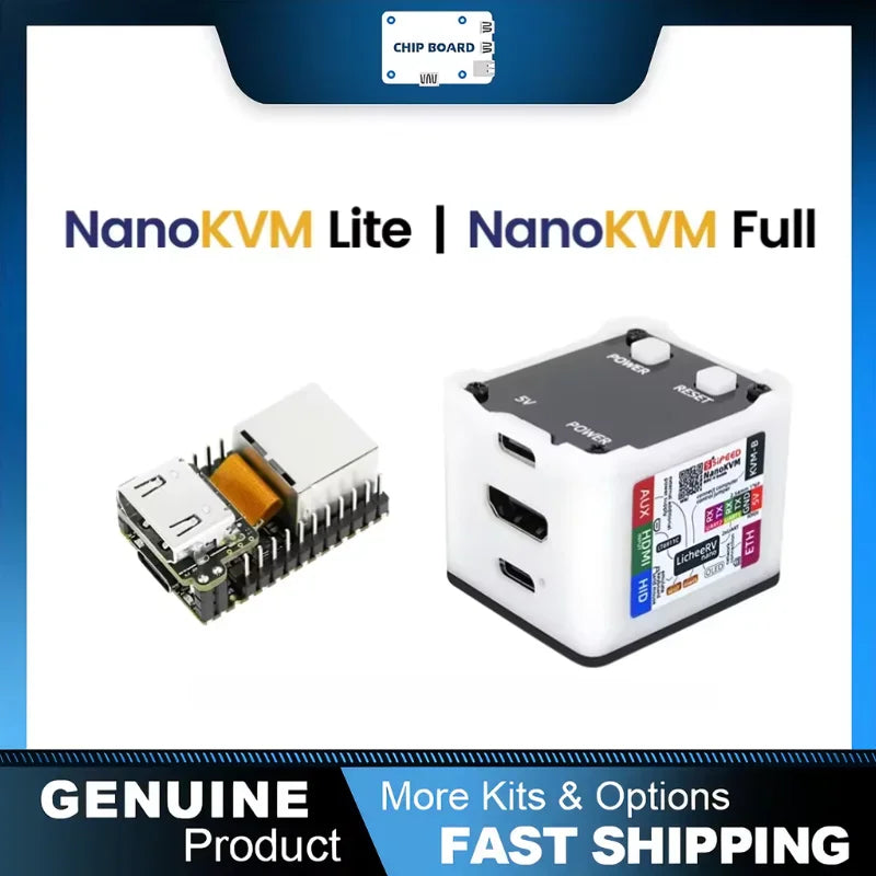 NanoKVM Lite and Full remote control server kits with printed labels