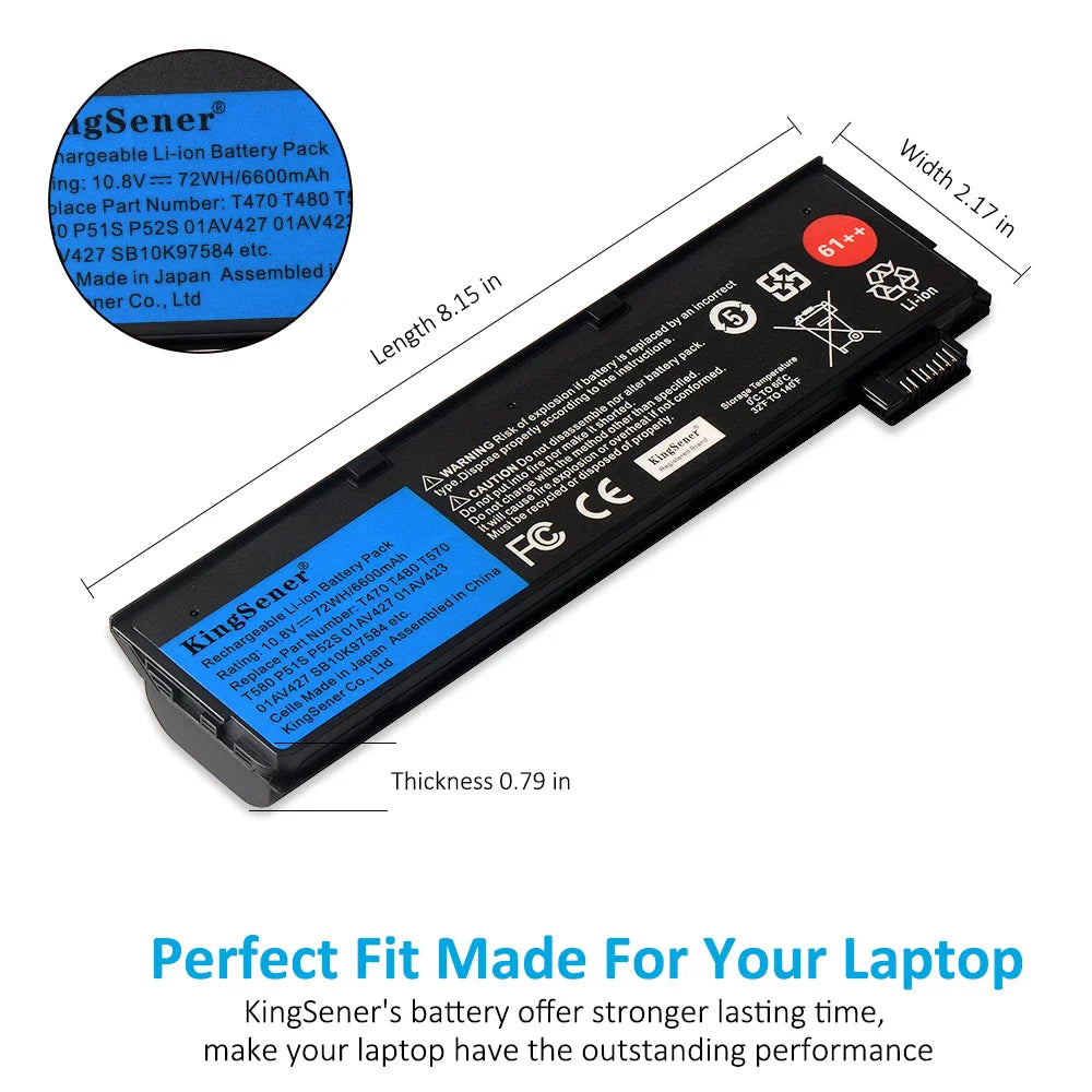 KingSener 6600mAh black Li-ion replacement laptop battery for Lenovo ThinkPad. – view 4
