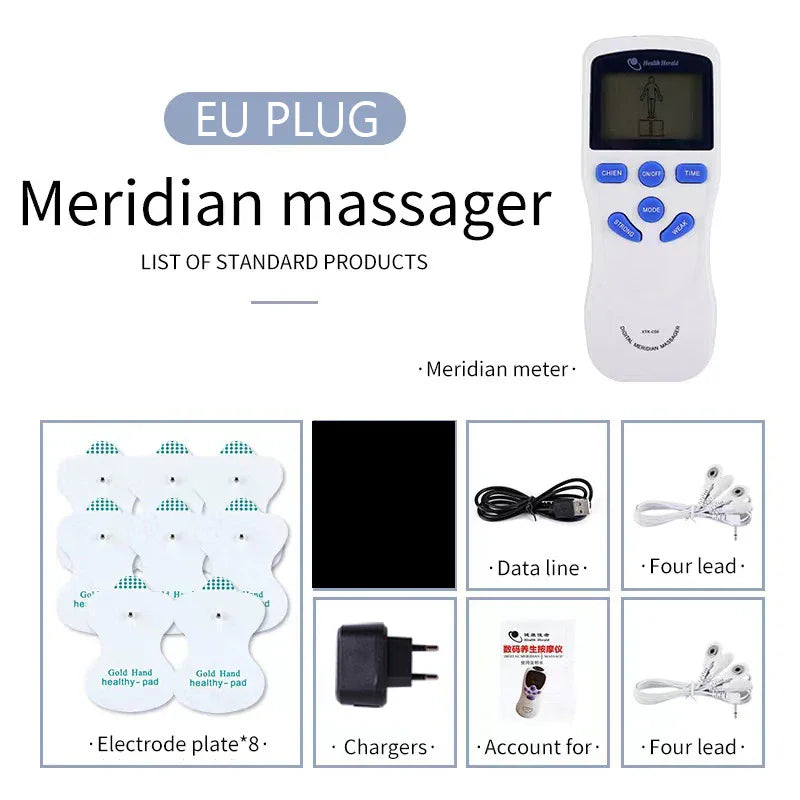 Set of digital electronic meridian pulse massage machine with accessories for EU plug