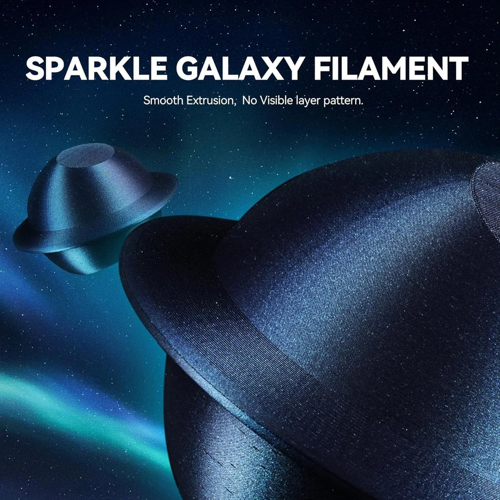 3D printed planet models made with dark blue sparkle galaxy 3D printer filament