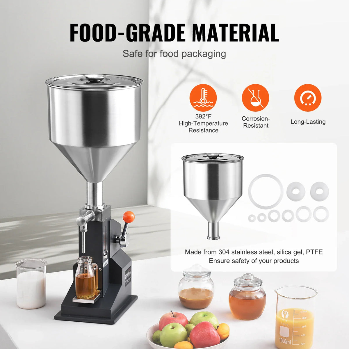 Food grade stainless steel manual filling machine for viscous liquids and pastes