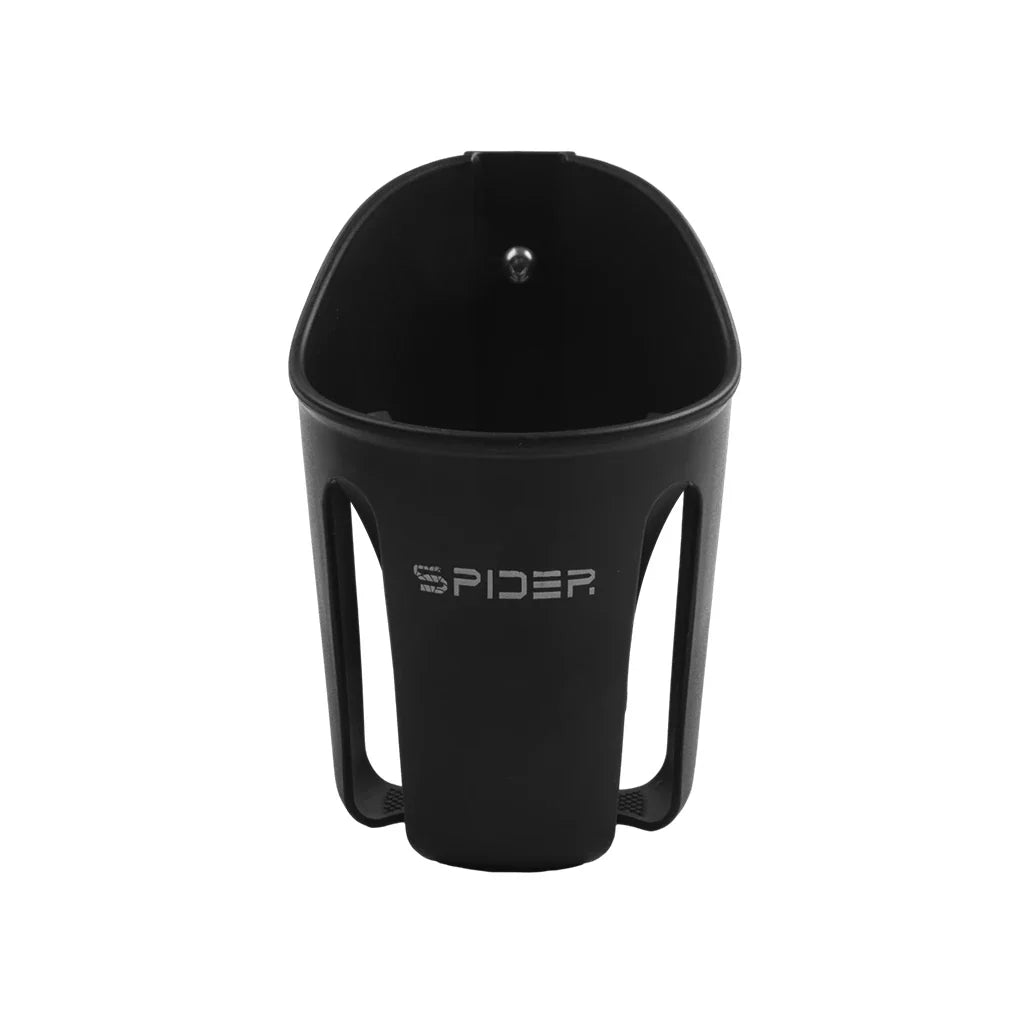 Black plastic motorcycle cup holder front view