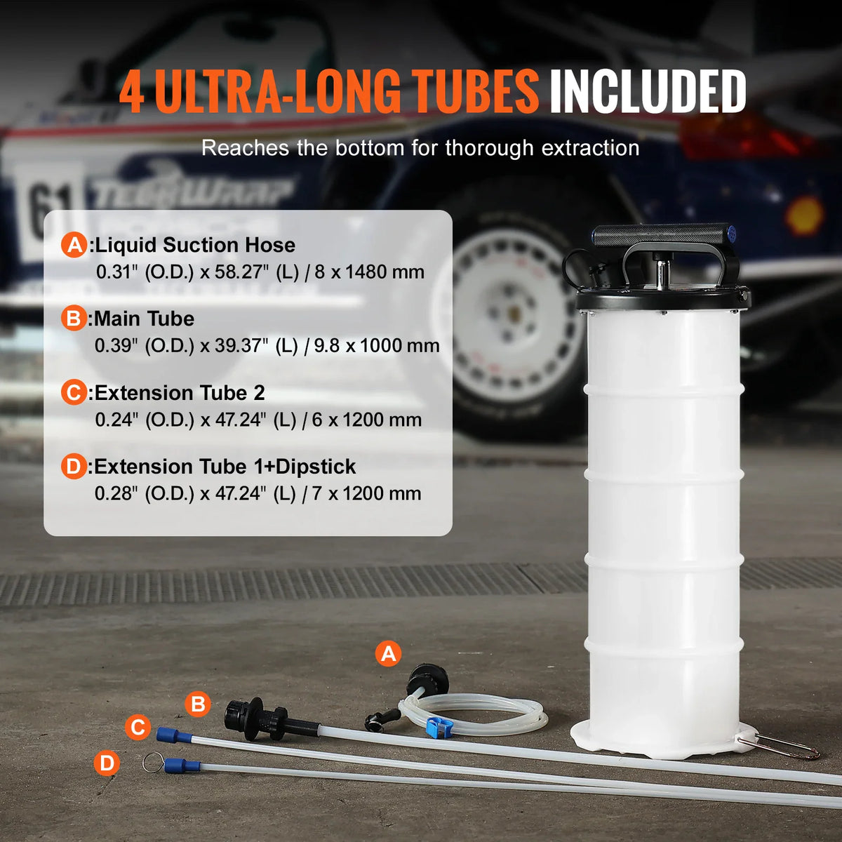 Fluid extractor pump with four included ultra-long suction tubes for deep oil extraction