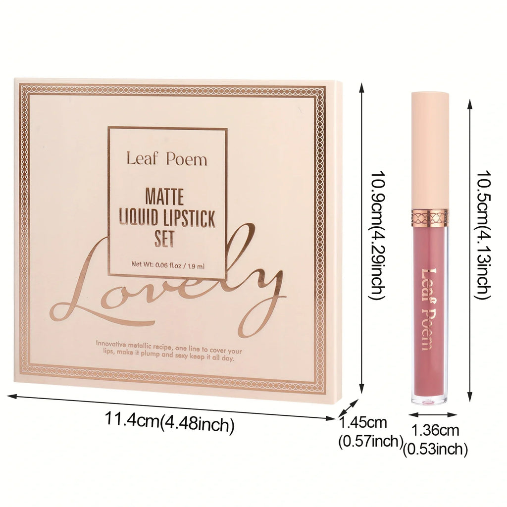 A diagram showing the dimensions of a lipstick tube and the product box.