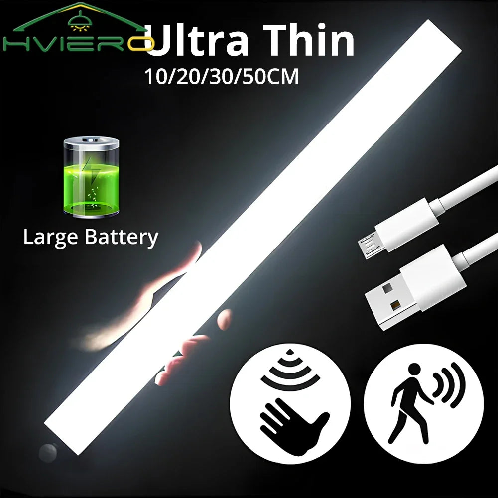 Thin LED rechargeable stick light with motion sensor for closet and wardrobe