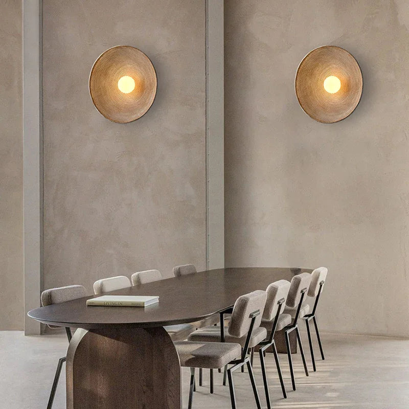 Nordic Creative Retro Round Wall Lamp Wabi-sabi Resin Sconces for Living Room Bedroom Bedside Hotel Corridor Decor Lighting – view 5