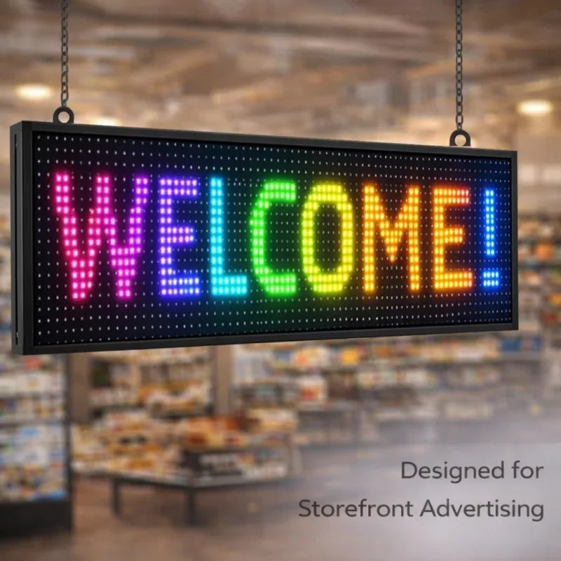 Programmable multicolour LED sign for business advertising