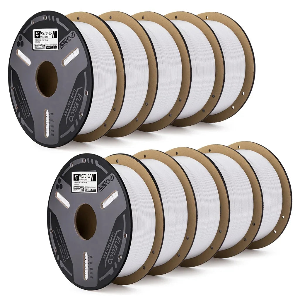 Multiple spools of white PETG-GF filament