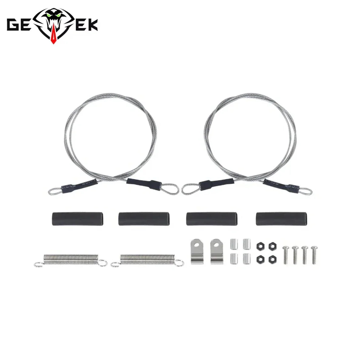 Set of adjustable steel rope limb risers for 1/10 scale RC crawler trucks with mounting hardware.