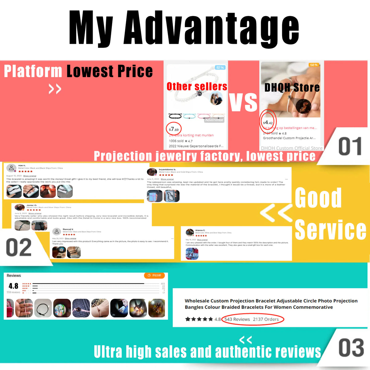 Comparison graphic showing the benefits of ordering from this store over other sellers.