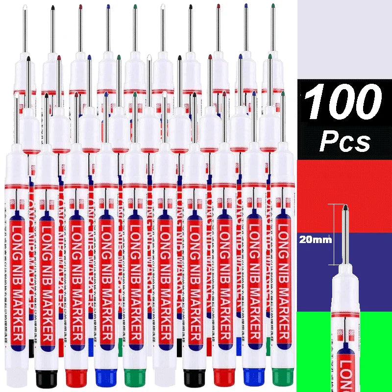 A collection of long nib markers in various colors with a 20mm reach, displayed in a bulk pack.