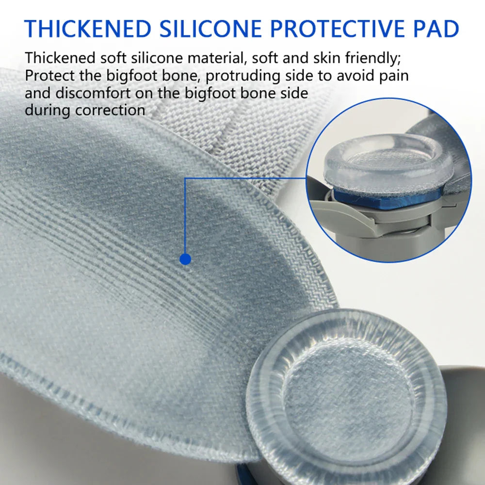 Close-up of the soft silicone pad on a foot bunion orthotic device
