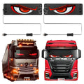 Set of two flexible LED screens showing angry red eyes for truck windshields