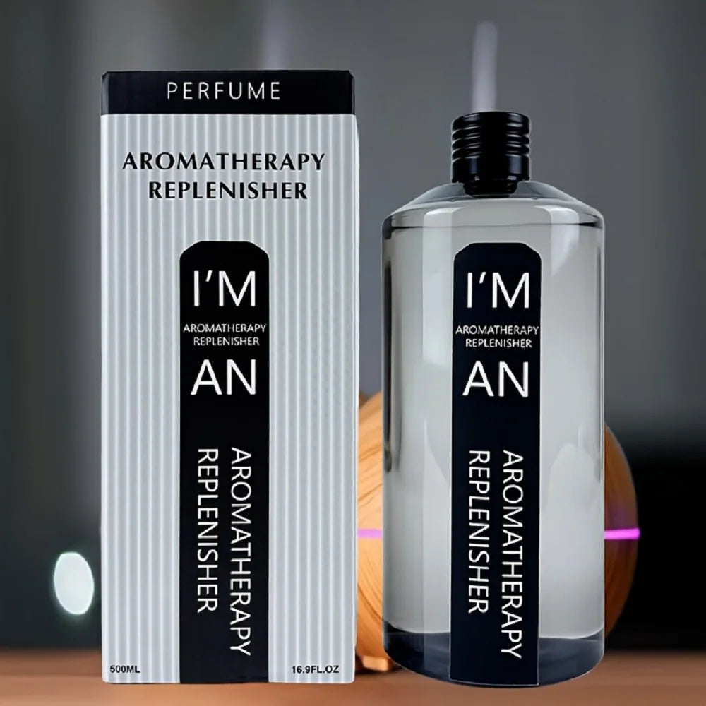 500ml aromatherapy replenisher bottle with its retail packaging box.