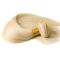 Straight blonde human hair bundle with gold tie