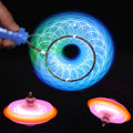 A magnetic orbit spinning top toy in plastic with LED flashing lights.
