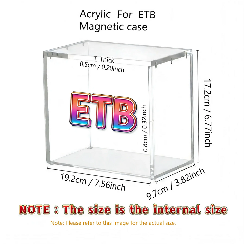 Diagram showing the internal dimensions of the clear acrylic storage case