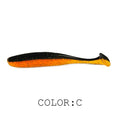 Black and orange glitter soft plastic T-tail paddle shad fishing lure