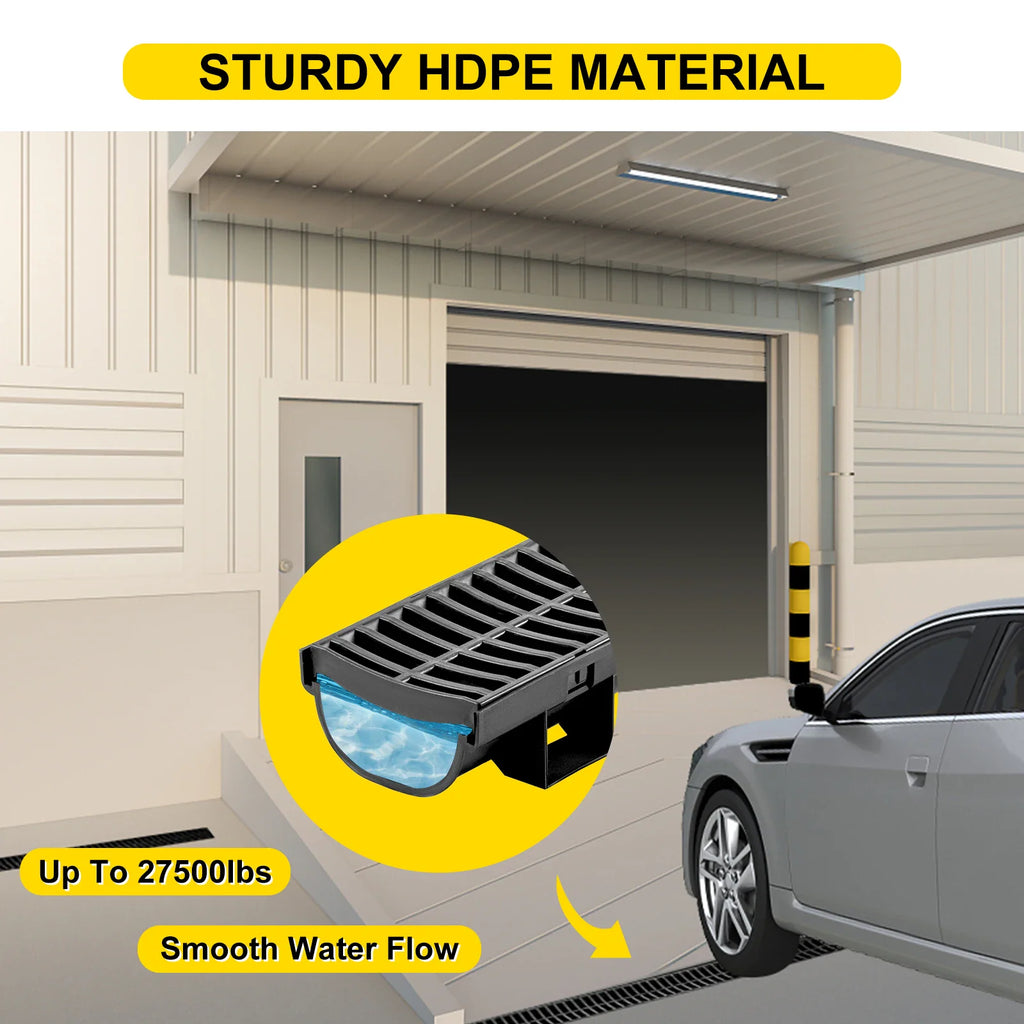 Durable HDPE plastic drainage trench channel for heavy load driveway use