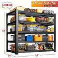 5-tier heavy duty industrial metal storage shelf with dimensions labeled in inches