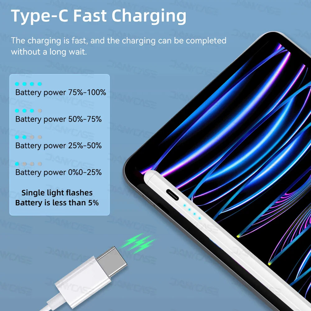 Close up of a charging cable connecting to a white stylus pen