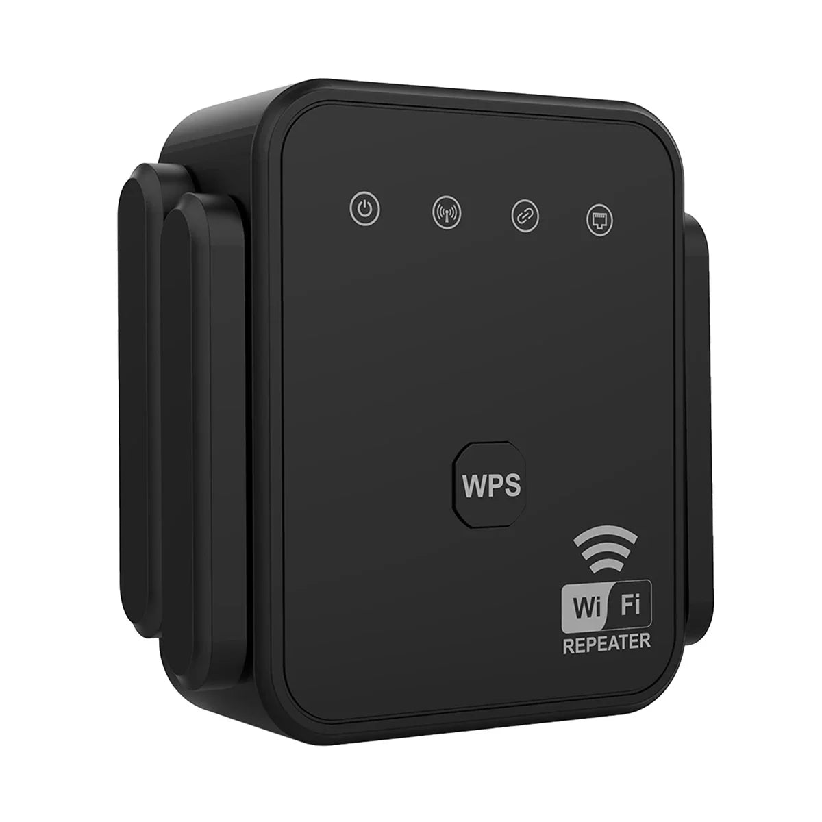 Black wireless Wi-Fi signal repeater with external antennas