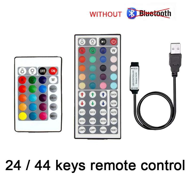 24-key and 44-key remote controllers with USB LED power cable