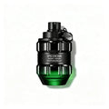 A green grenade-shaped bottle of cologne for men.