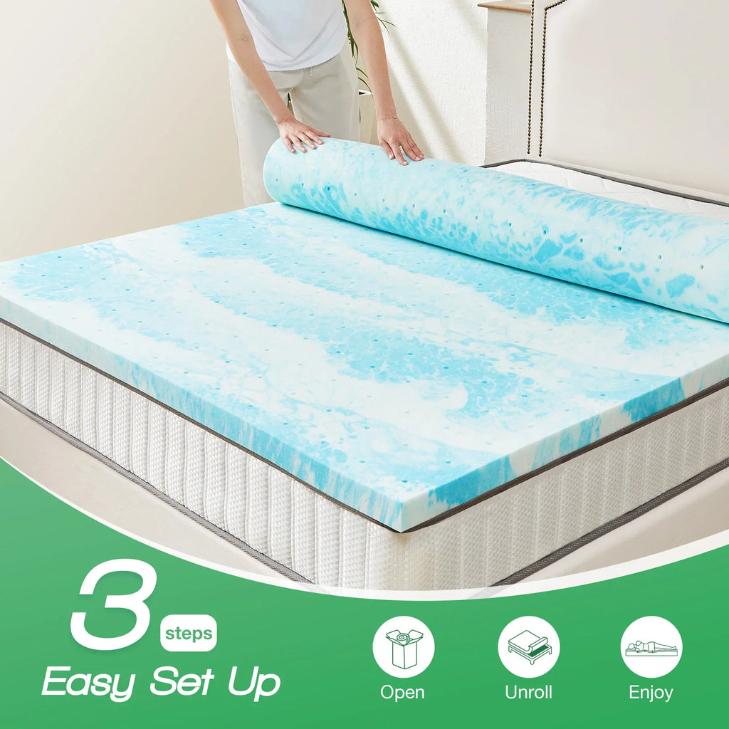 Three-step instructions on how to set up a mattress topper