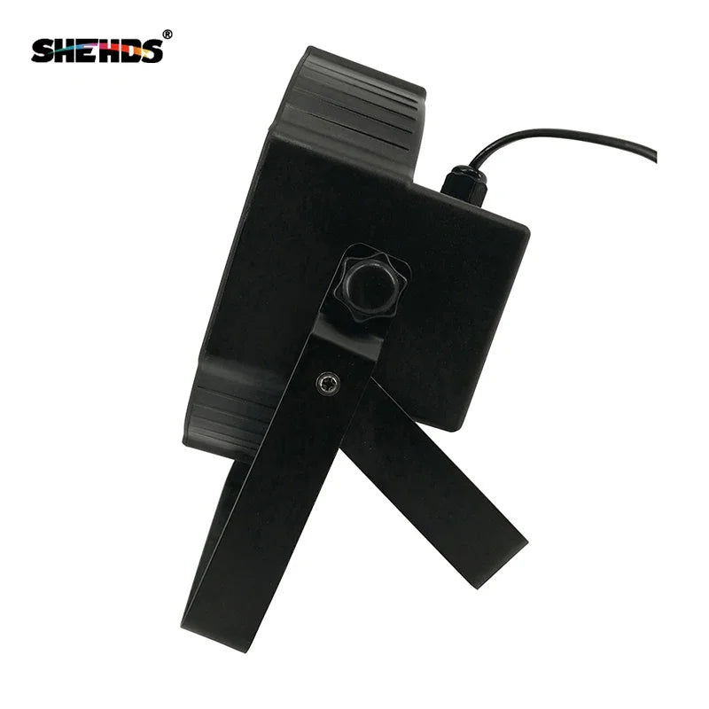 Side profile of a black flat led par stage light